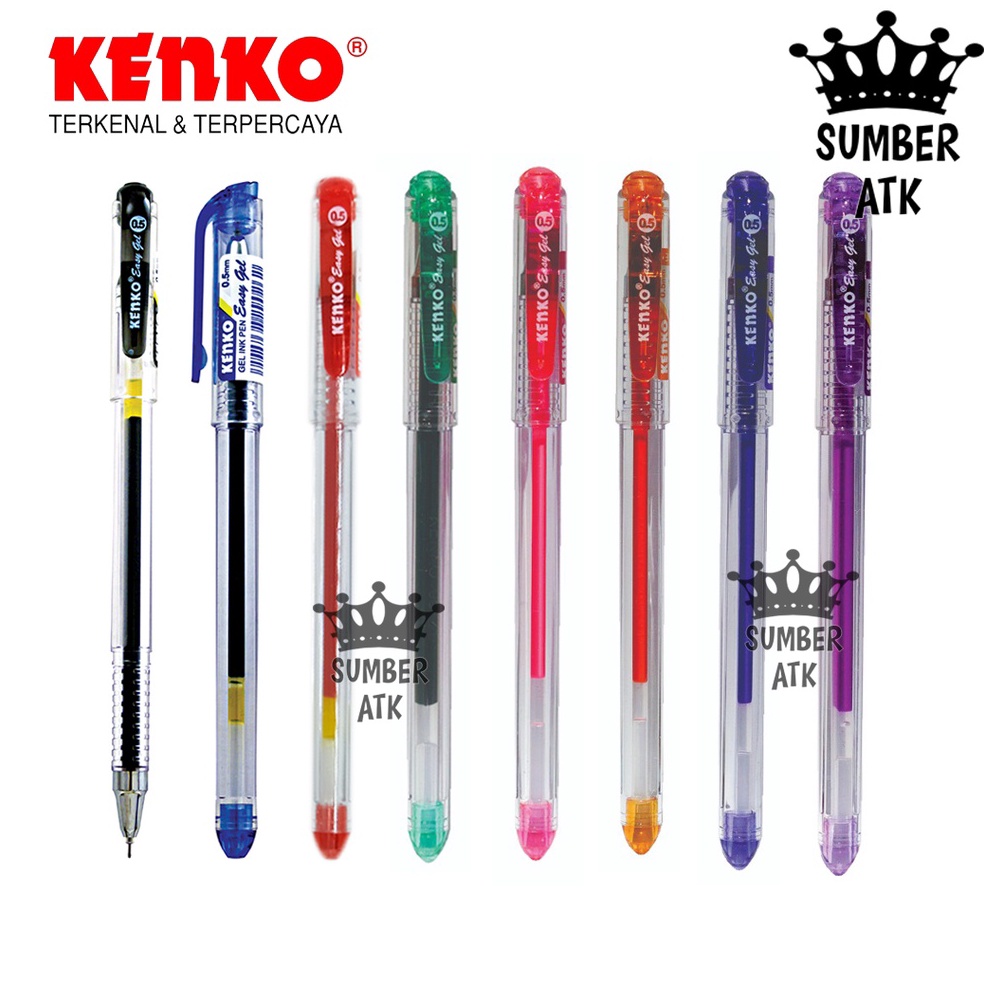 

Super Sale GEL PEN Easy Gel 5 mm 12 PS 1 LUSIN KENK Pulpen Hitam Biru Merah range Vilet Green Pink Purple 71