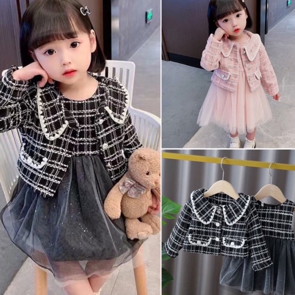 Update Baru  4Tahun Dress blazer 2in1 baju pesta tutu anak bayi perempuan premium