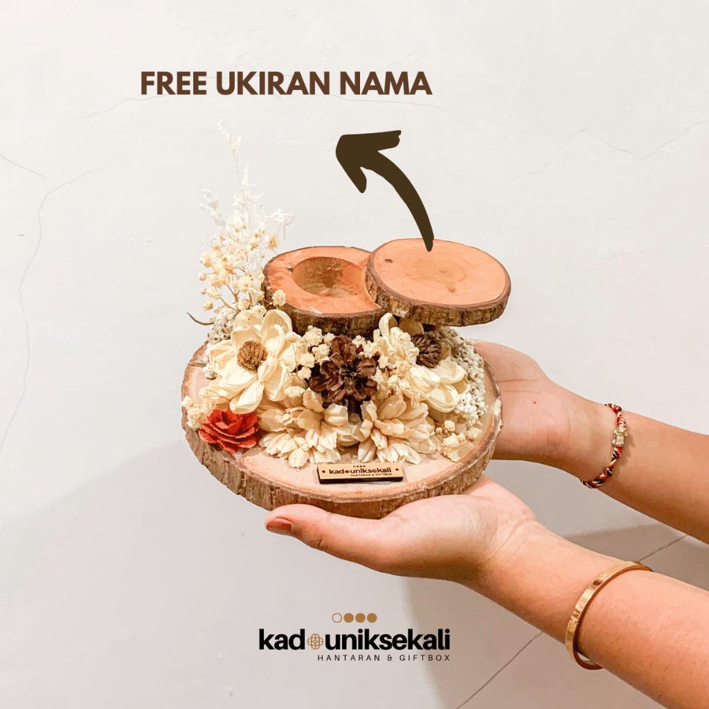 Rustic Couple Ring Bear - Tempat Cincin Pernikahan Dried Flowers