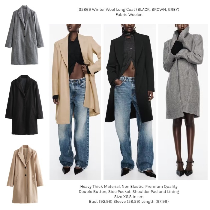 35869 Coat Wanita Panjang Musim Dingin Winter Wool Long Coat