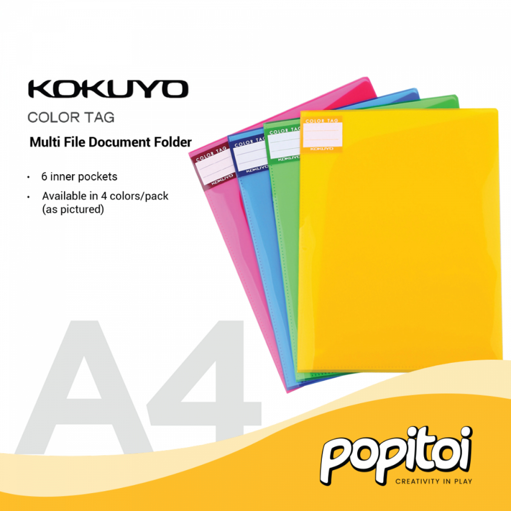 

Kokuyo Color Tag Multi File Holder with 6 Pockets A4 Document Folder Organizer Map L Bening Dokumen