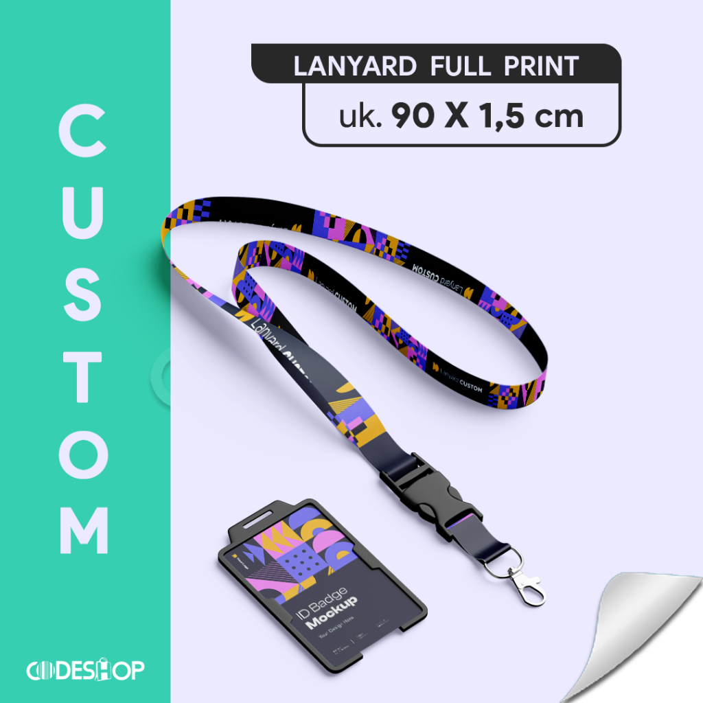 

Custom Tali Lanyard Printing Polyester Kartu ID Card Pegawai Kantor