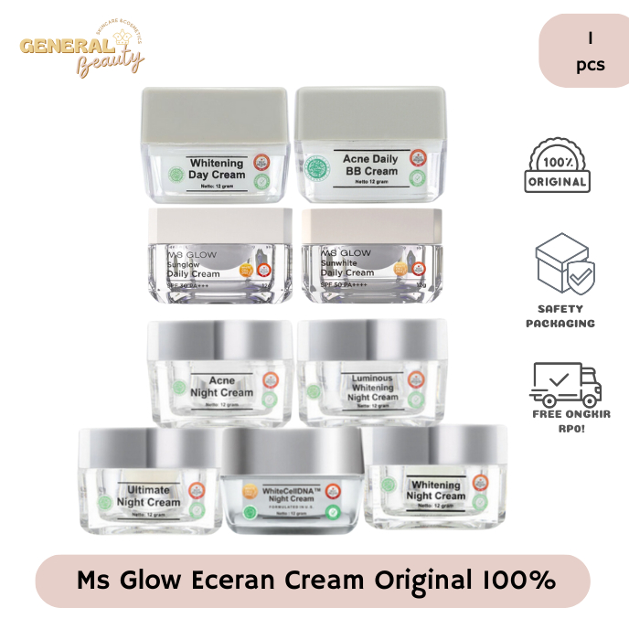 General Beauty - Ms Glow Cream Original Day Cream / Night Cream / Under Arm Pencerah Wajah / Flek Hitam