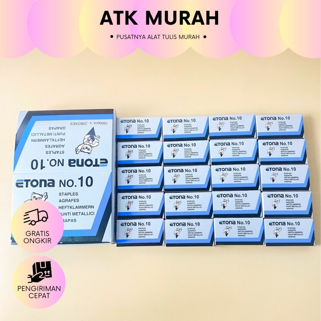 

Termurah Staples refill Etona isi no. 10 Steples Hekter Isi 20 ready