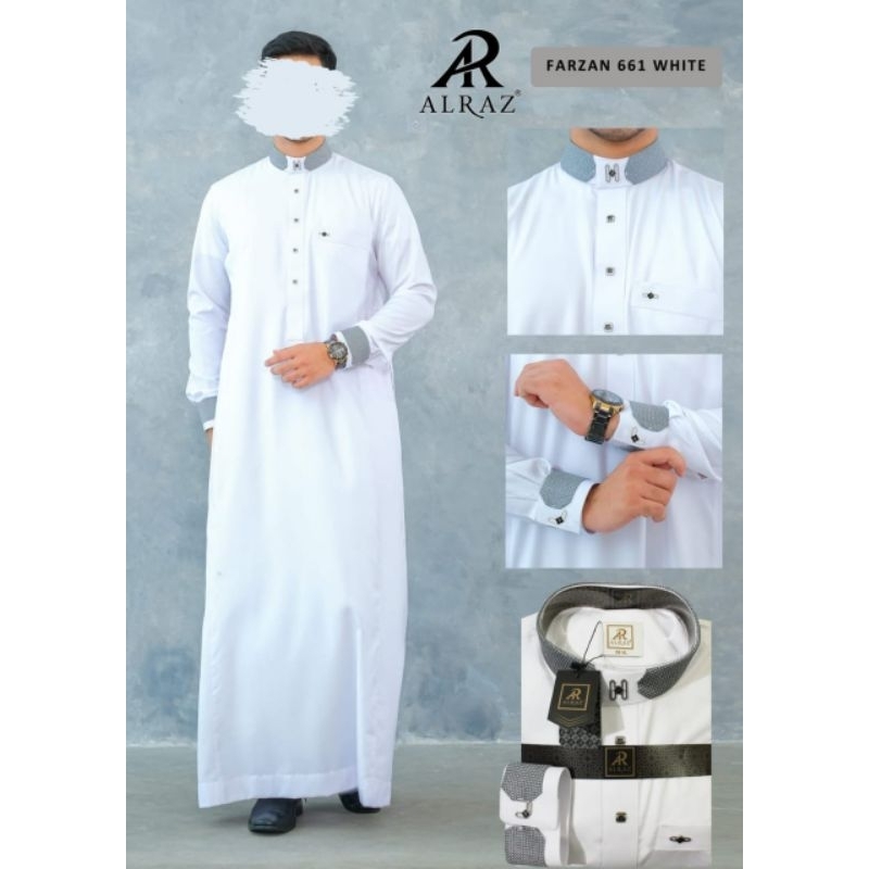 Jubah Alraz Semi Woll Farzan Khusus Putih