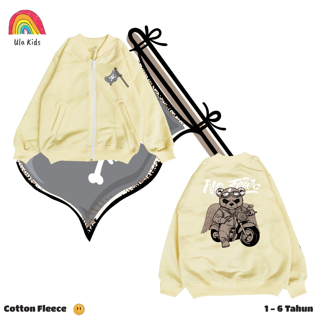 Ulakids Bomber Zipper Jacket / Jaket Bomber Anak Bear No Fear 1-6thn