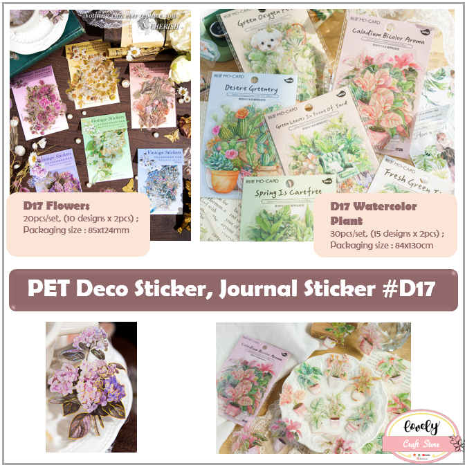 

LovelyCraftStore | D17 ~ 20/30pcs per pack PET Art Deco Sticker Journal Diary Sticker Flowers Watercolor Plant bujo scrapbook decoration mahar