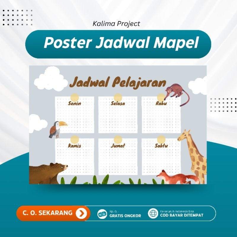 

008 Poster Jadwal Pelajaran Sekolah Poster Jadwal Mapel Kelas
