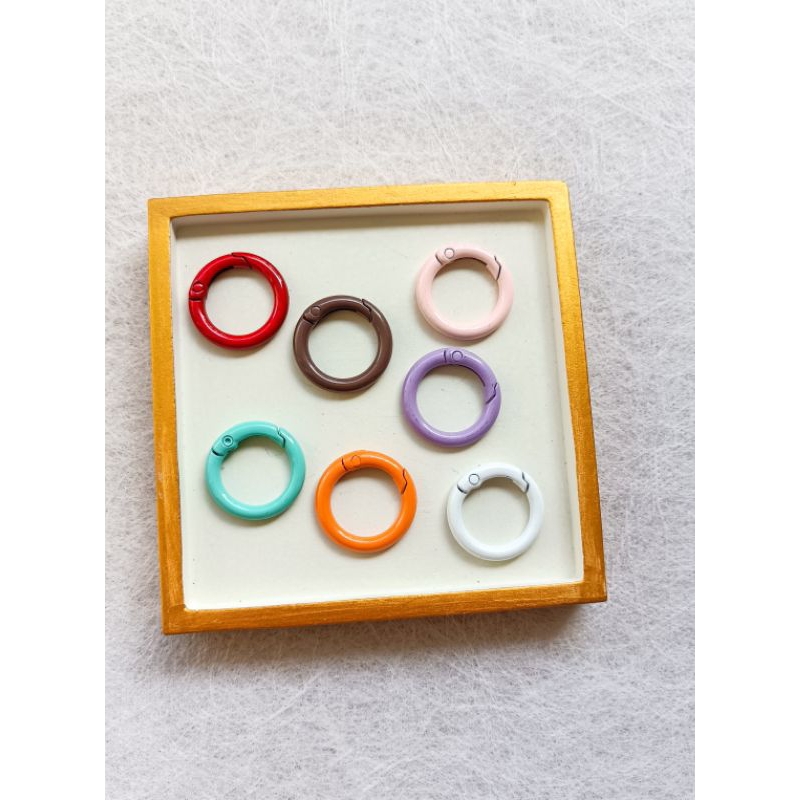 5 pcs ring besi buka tutup silver gold dan mix warna / ring bulat /gantungan stapphone