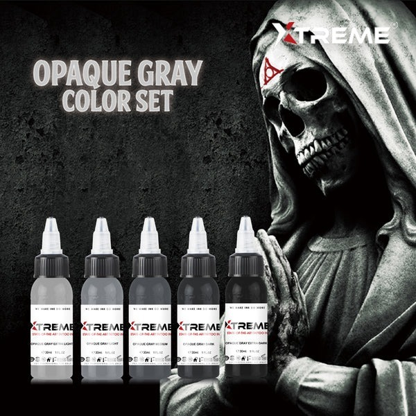 Xtreme Tinta Tato, Xtreme Opaque Gray Color Set Tattoo 1oz 30ml (5pcs)