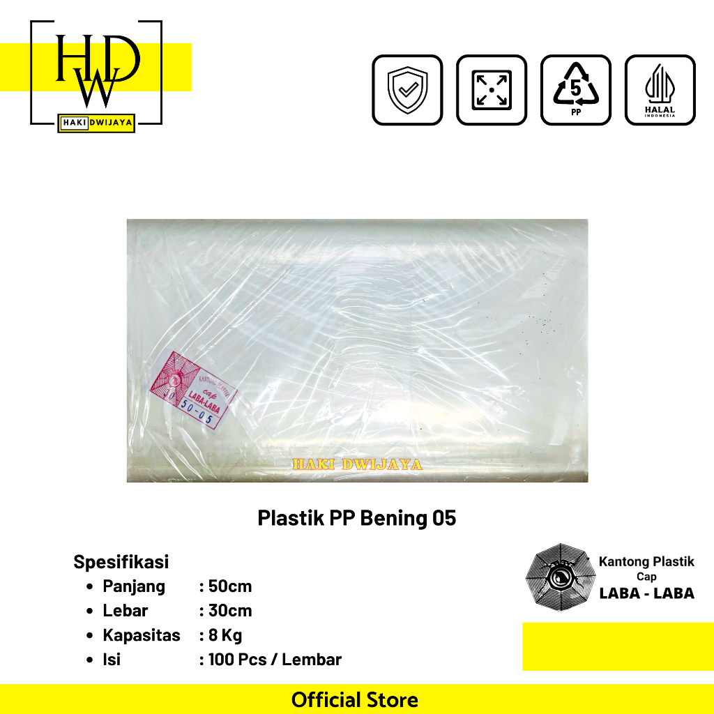 Kantong Plastik Bening PP 30x50cm 8kg Tebal 0,5 - Laba Laba