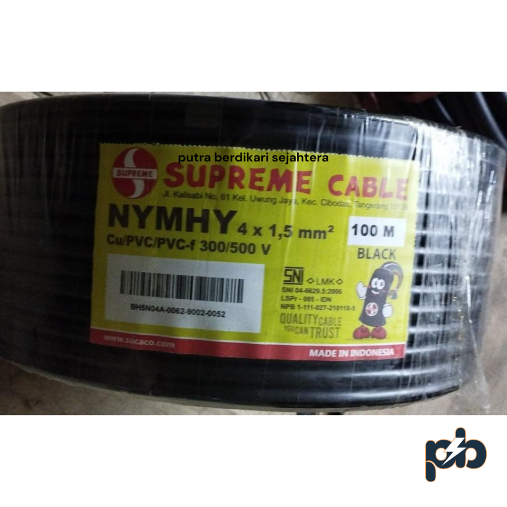 Kabel NYMHY atau NYYHY 4 x 1.5 mm Merk Supreme 100 Meter / Kabel NYMHY 4 x 1.5 Supreme (100 Meter)