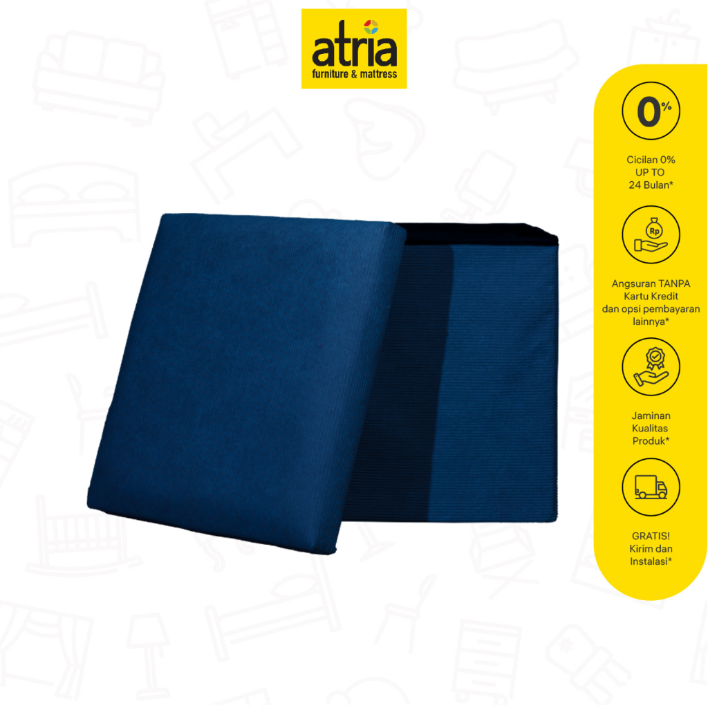 Atria Bangku Lipat Klein Foldable Storage Ottoman 38X38X38Cm Grey/Navy