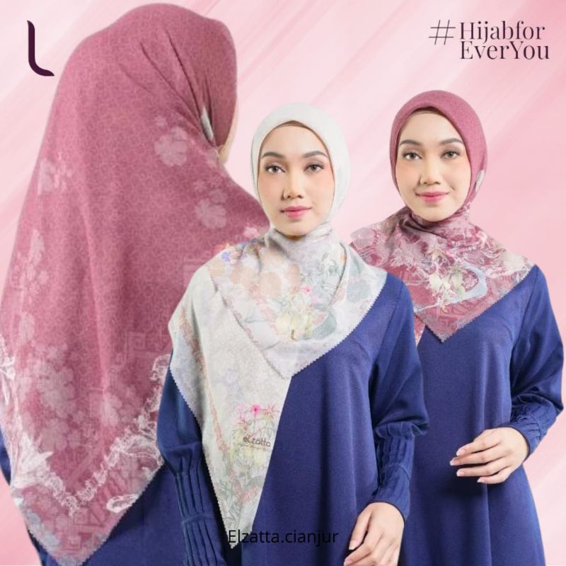 ELZATTA HIJAB SEGI EMPAT KANARA PESONA BUNGA ASHAR BAHAN VOAL PREMIUM MOTIF PREMIUM ELZATA KERUDUNG 