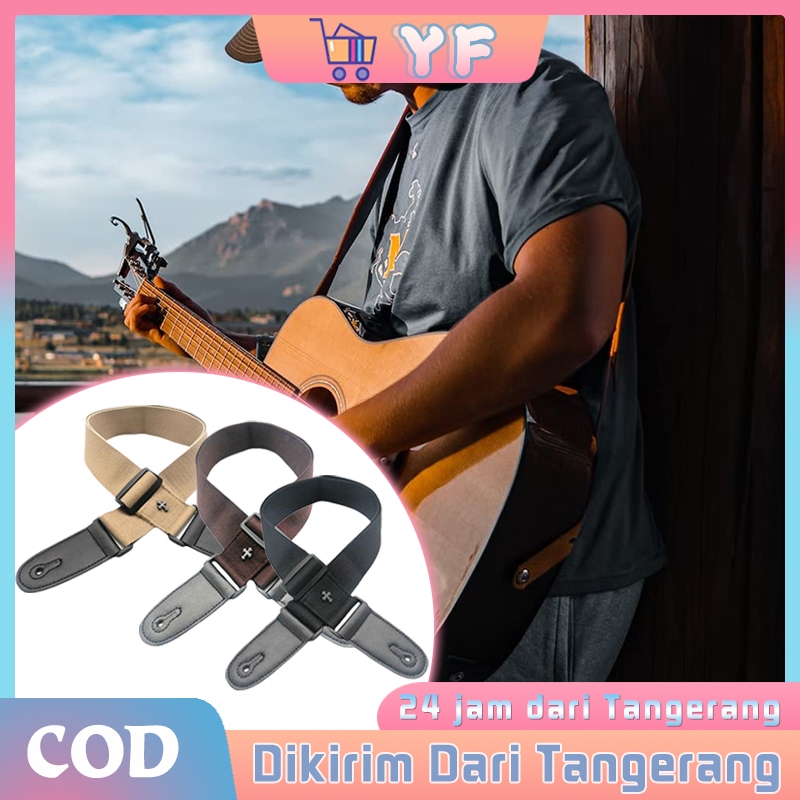 Strap Gitar Elektrik Adjustable Strap Gitar Bass Strap Gitar Akustik Bahan PU + Kapas + Kulit