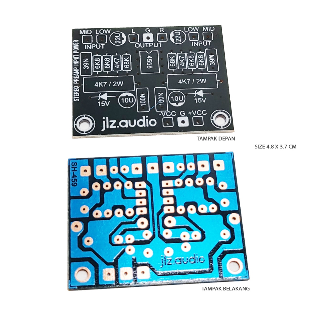 PCB TONE PENGUAT INPUT GAIN PENGUBAH KARAKTER DRIVER SUB MIDDLE STEREO