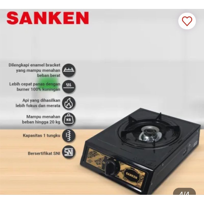 SANKEN Kompor Gas 1 Tungku Sg-221t - Hitam