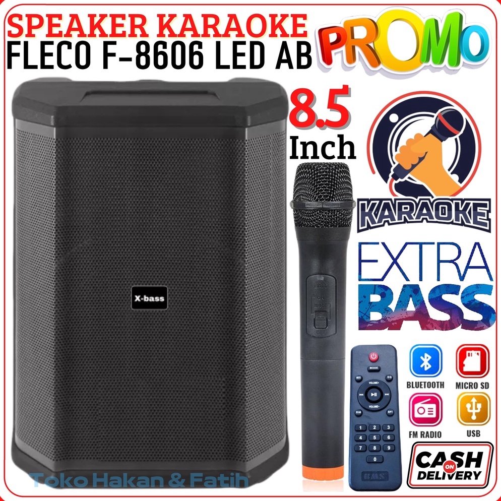 SPEAKER BLUETOOTH FLECO F866 AB LED  FLECO F866 BAL 85 INCH FREE MIC WIRELESS KARAOKE  REMOTE  SPEAK