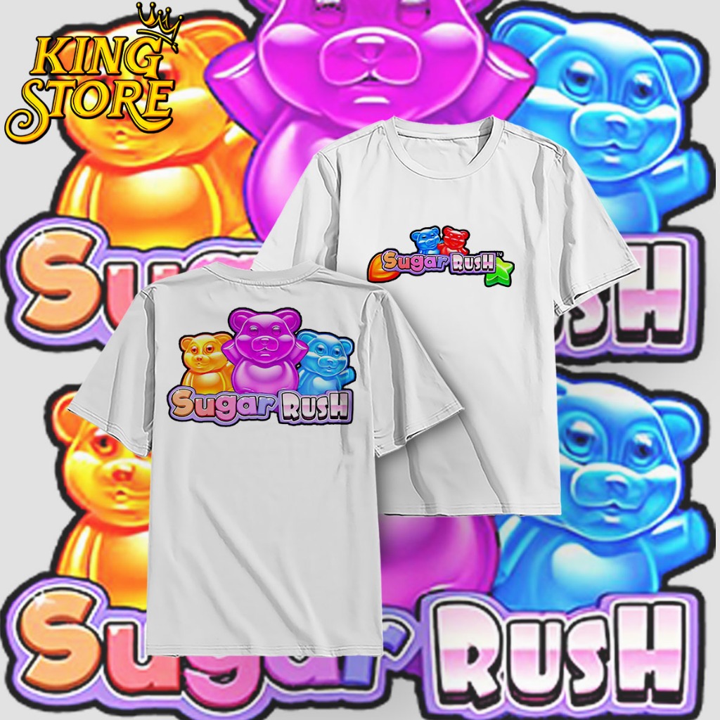 Kaos distro Kaos Pragmatic Play | SUGAR RUSH | bisa Custom nama sendiri | Baju Depo Slot /