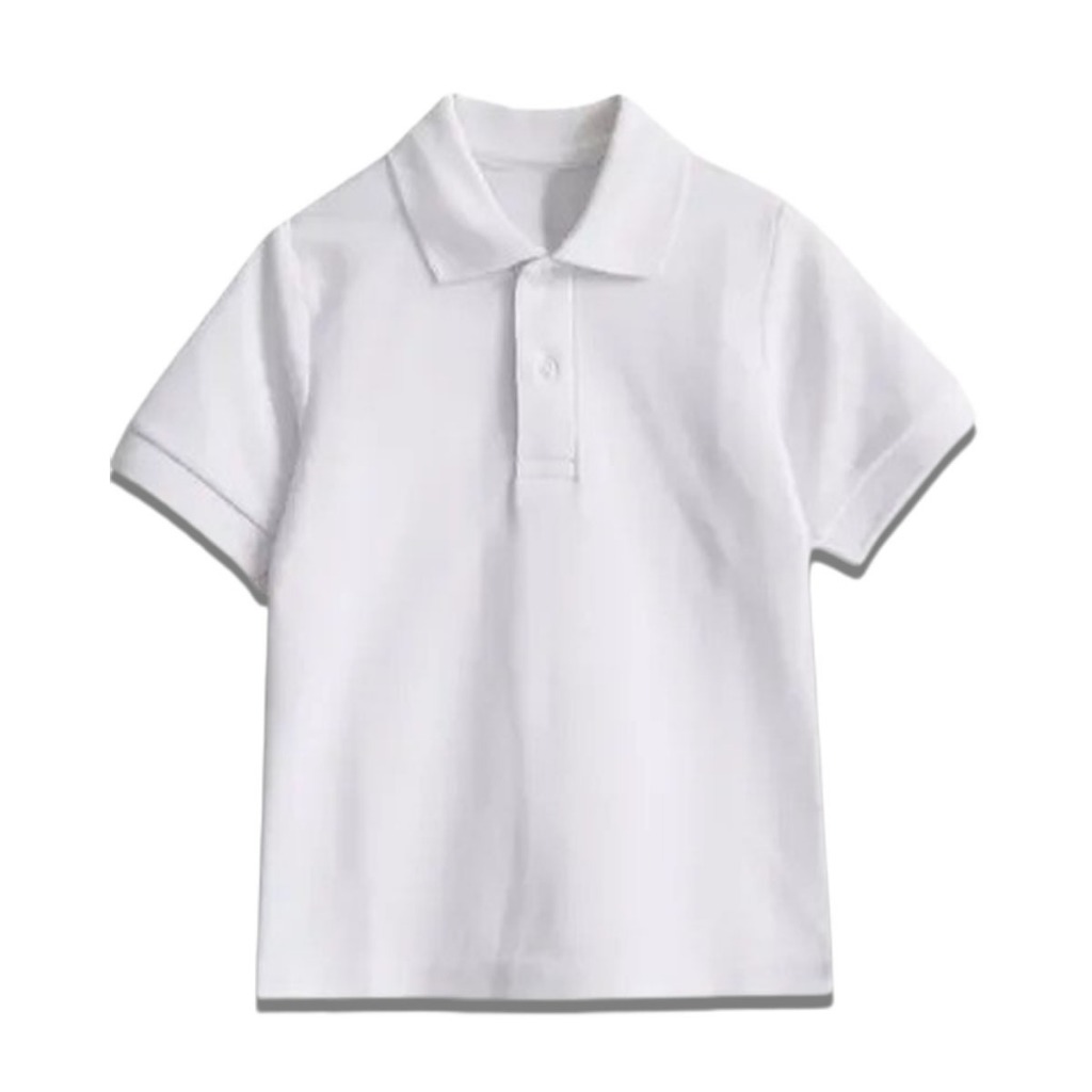 Baju Anak Polo Polos Anak Warna Putih  / Baju Kerah Anak Polo Polos 1 - 12 Tahun /Atasan Anak Kerah 