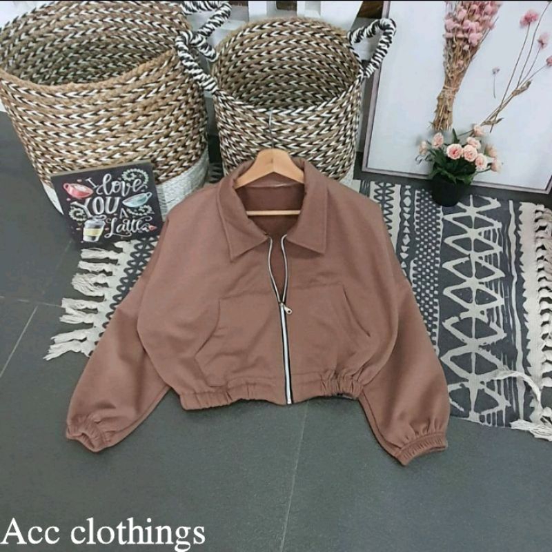 Jaket Wanita Jaket Crop Jaket Flecee Sweater Crop Jaket Korea Jaket Acc Fashion