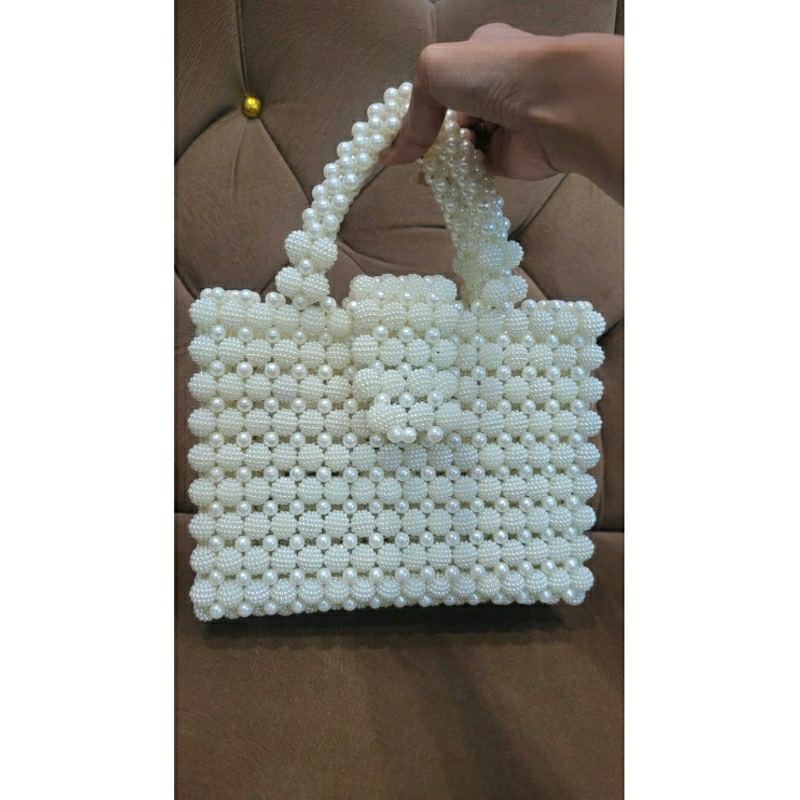 Tas Mutiara/Beadsbag Putih Elegan HandMade/Tas kondangan