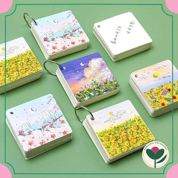 

Gantungan memopad notepad oil painting scenery flower aesthetic notebook mini MK1596