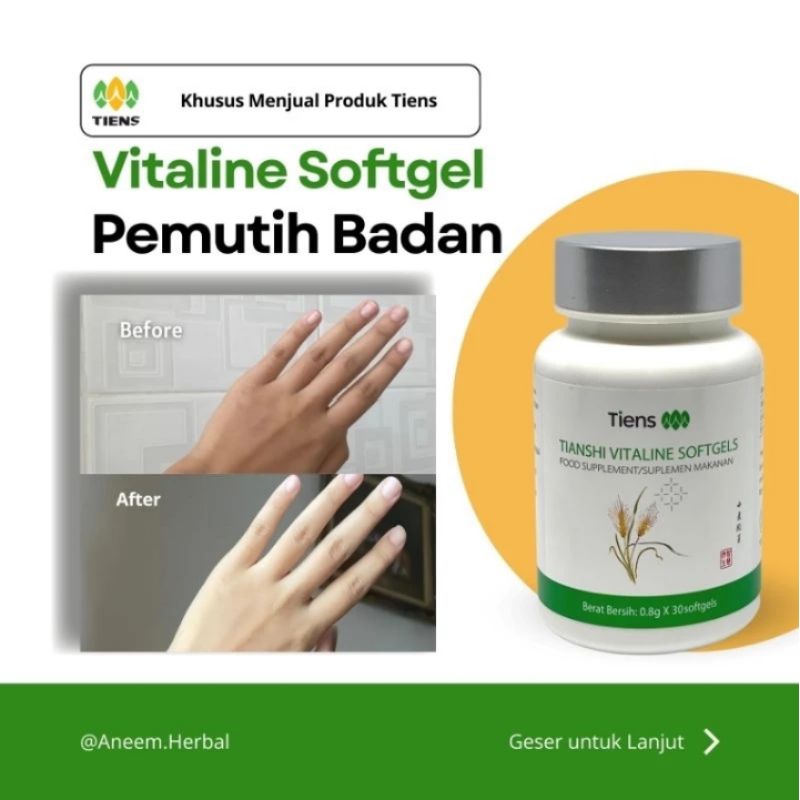 Vitaline softgel vitamin pemutih kulit - pemutih badan permanen - Tiens pemutih badan