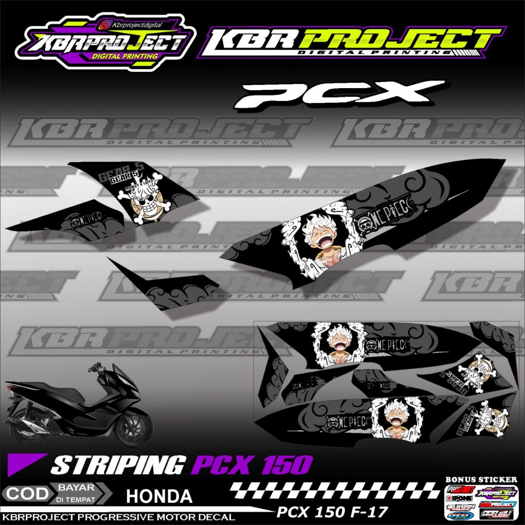 PCX 150 STIKER STRIPING MOTOR KEREN LIS VARIASI PCX 150 RACING F.17 HOLOGRAM TRANSPARAN PREMIUM COD