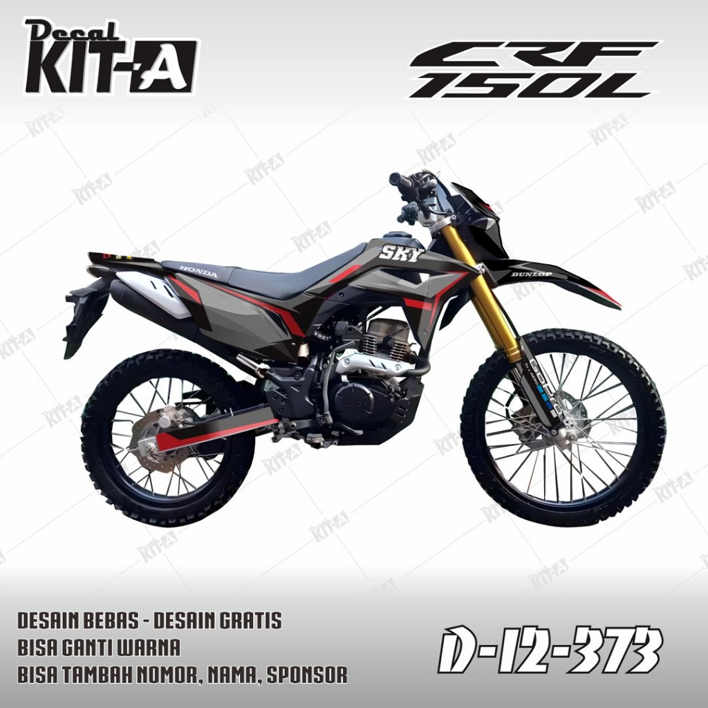 Decal CRF 150 L - Stiker Motor Crf 150 L MOTIF RED GREY GRADASI D-I2-373