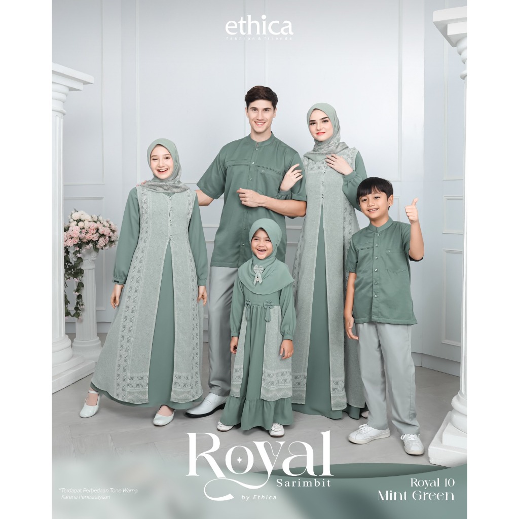 Ethica Sarimbit Royal 10 Mint Green Gamis dan Koko Couple Keluarga Terbaru 2024