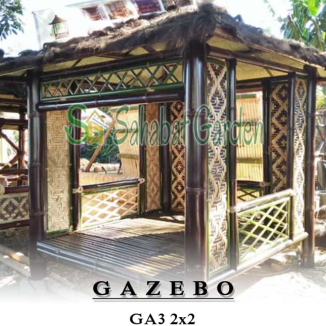 DP Gazebo Bambu 2X2 m Variasi Gedek Motif