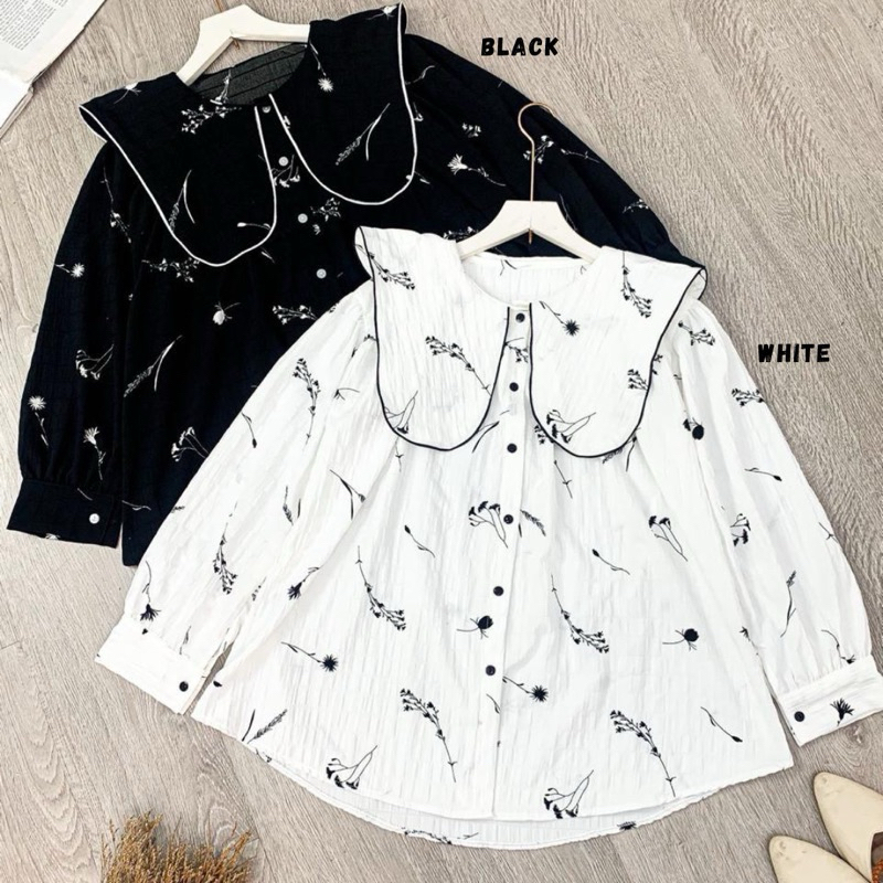 Baju Wanita Shirt Blouse Motif Flower Import Bangkok