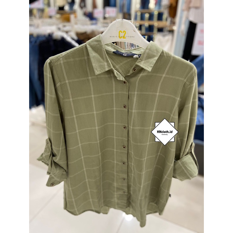 C2 | kemeja kotak wanita brand C2 | ori matahari