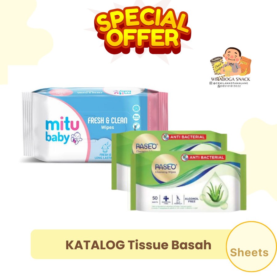 Katalog Tissue Basah Kecil isi 20 Sheets - Mitu / Paseo / dll