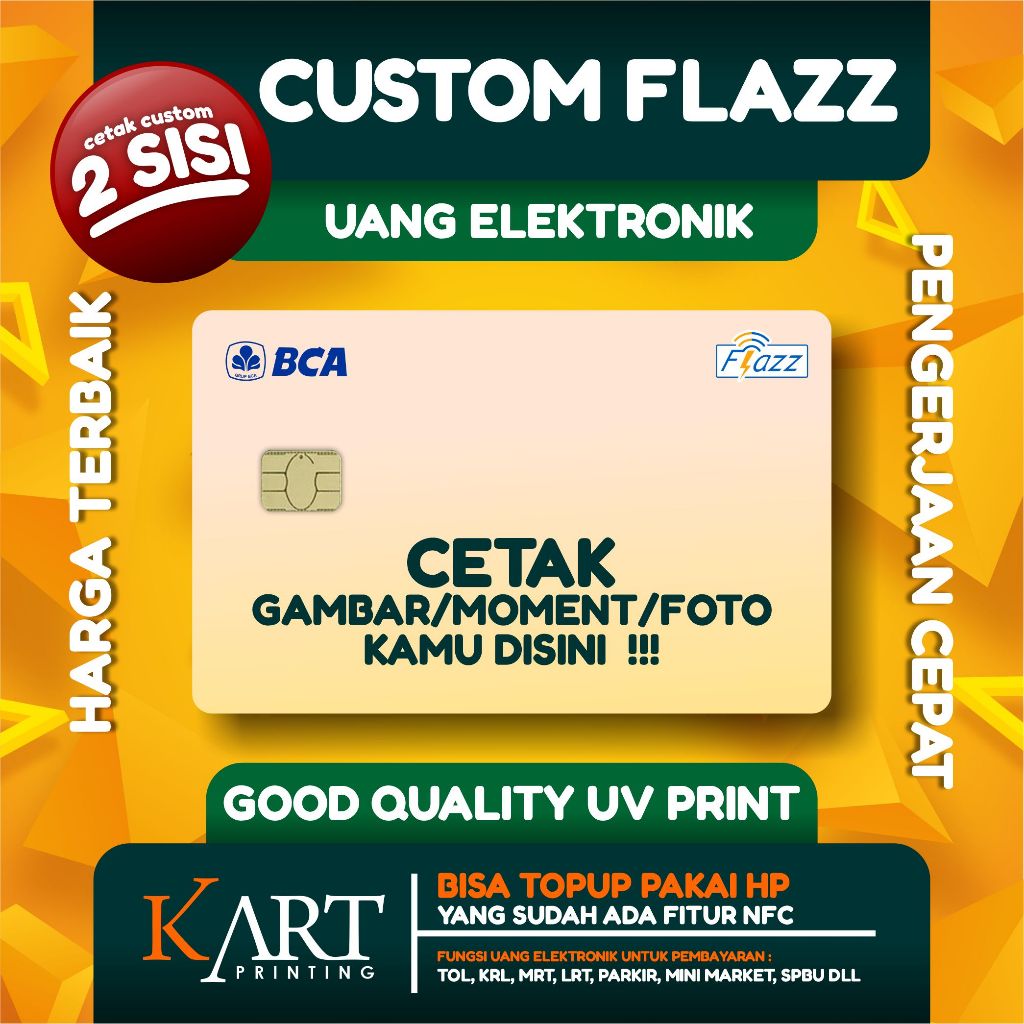 Kartu Flazz Etoll BCA Custom 2 SISI | Flazz Card Custom PRINT UV