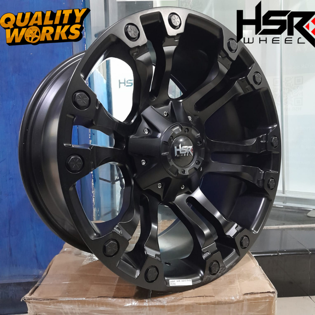 Velg racing Pajero ring 18 pelek HSR LUMBIS R18 warna Black dop lubang 6 pcd 6x139