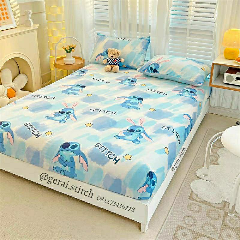 Sprei Stitch Blue soft Disney lilostitch