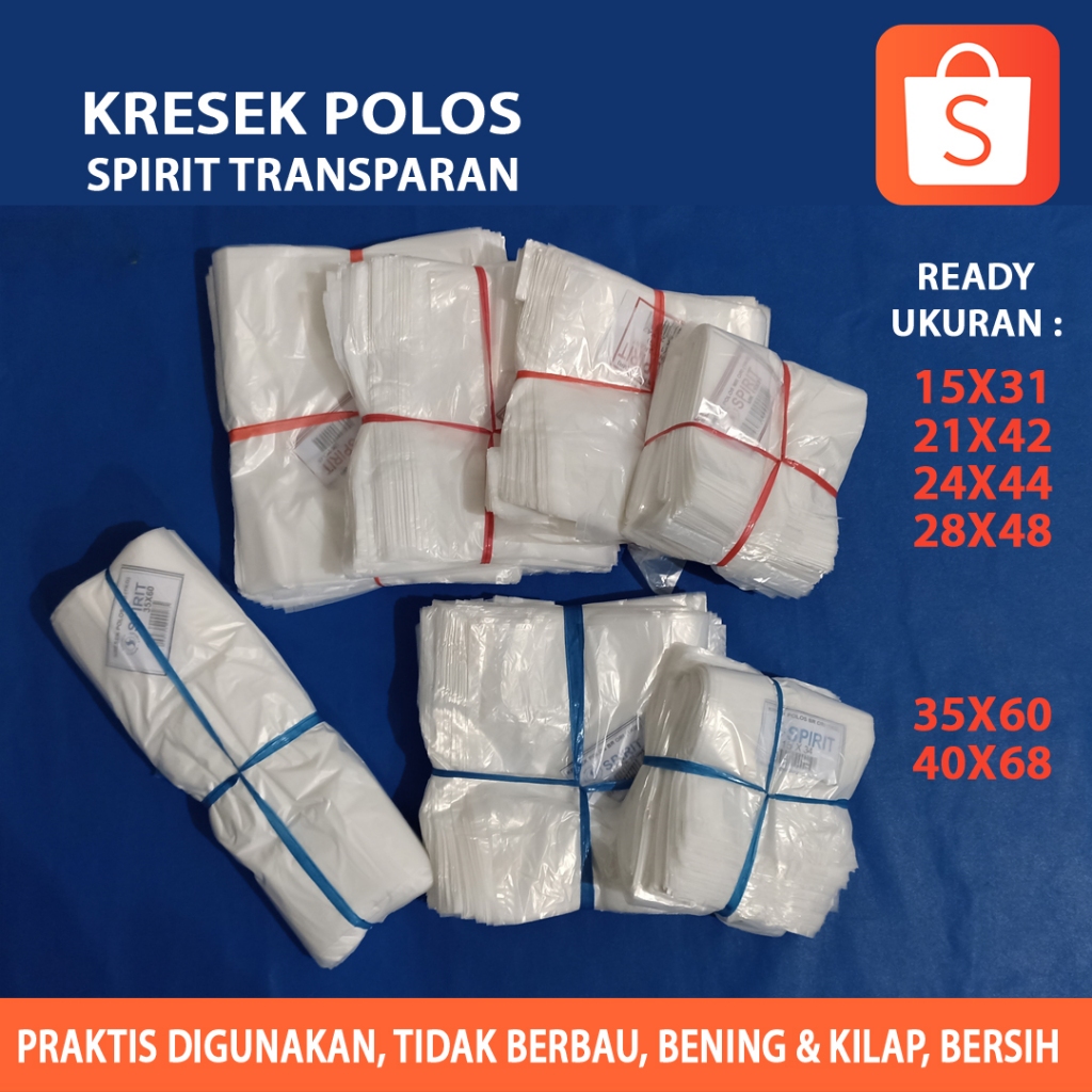 Kantong Kresek Polos Spirit Putih Transparan (Kg) / Kresek Kiloan Bening