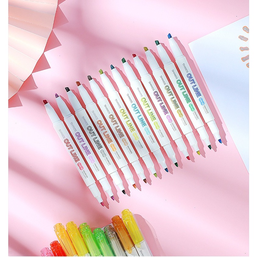 

HS - OUTLINE PULPEN GLITTER HIGHLIGHTER | STABILLO GLITTER | PEN SPIDOL GLITTER 2 SISI | PULPEN LUKISAN KALIGRAFI | CALLIGRAPHY DIARY PEN GIFT | DUAL NIB STABILO SPIDOL