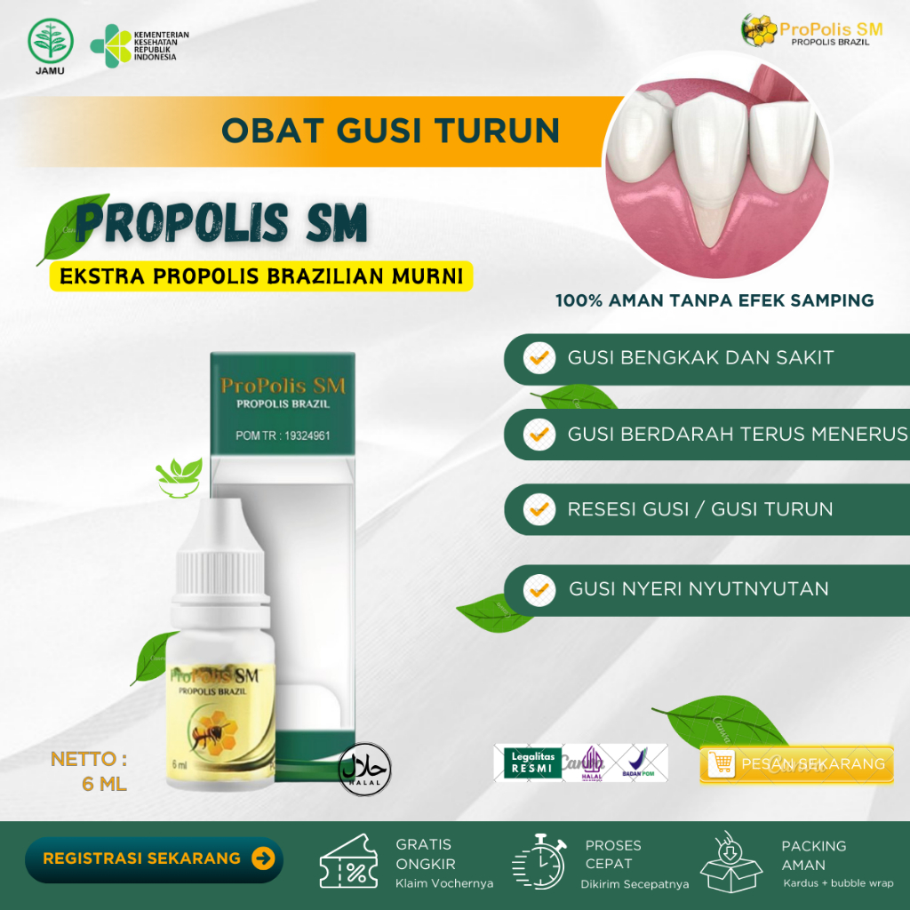 Obat Gusi Turun, Obat Gusi Menyusut, Obat Radang Gusi Resesi Gingiva, Obat Herbal Tetes Resesi Gusi,