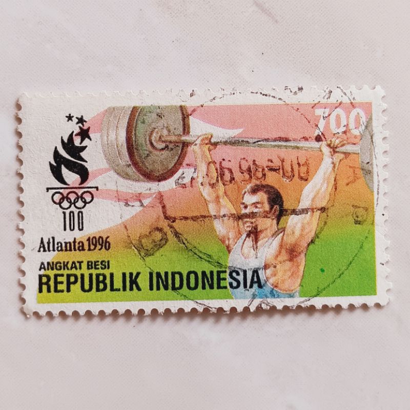 

(AF) Perangko Indonesia 1996 100 Tahun Olimpiade Atlanta - Angkat Besi 700 rupiah Used