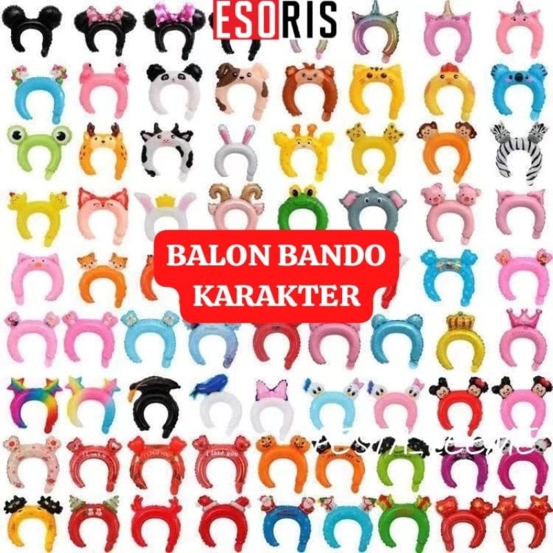 (ES) EA4649 DIY bando balon ulang tahun karakter hewan hiasan kepala