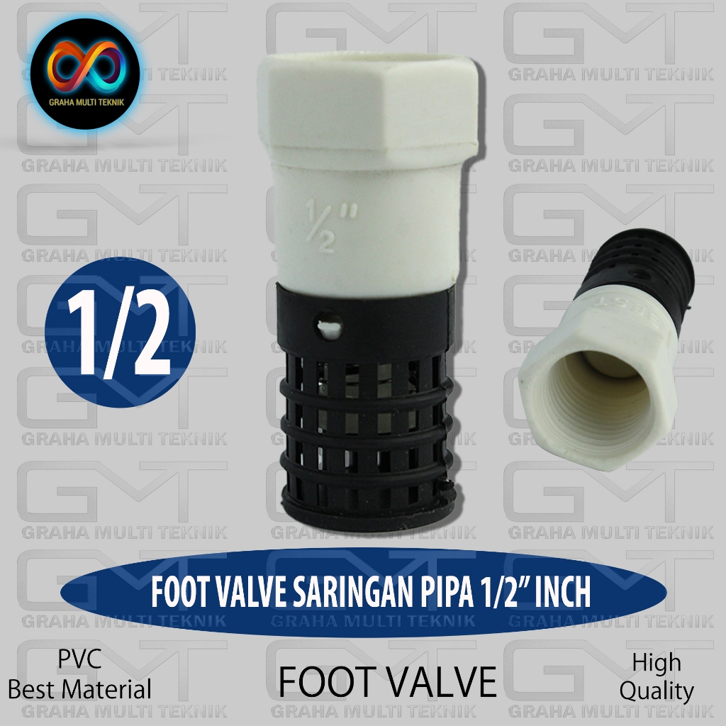 Foot Klep PVC 1/2 inch Valve Tusen Saringan Filter