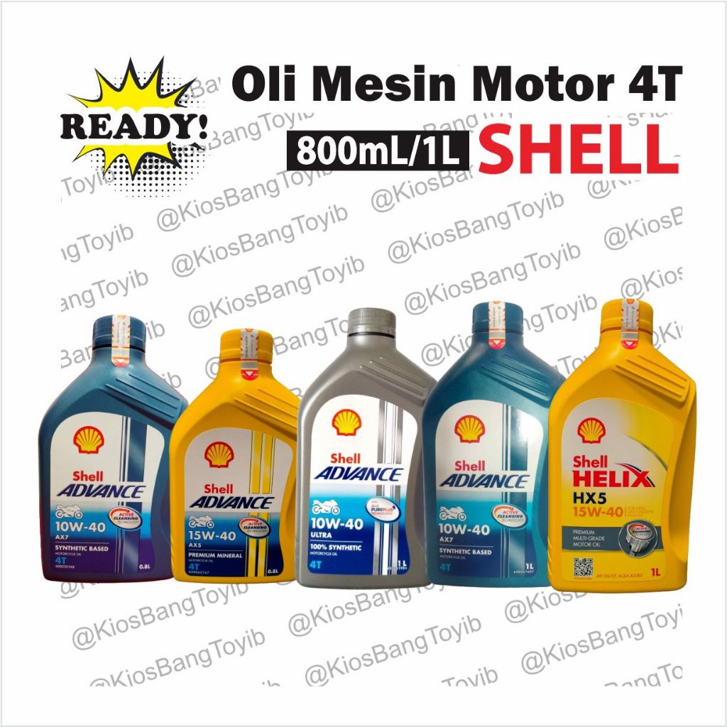Oli Motor Bebek 4T SHELL Original AX7 AX5 Ultra Full Synthetic Helix HX5 800ml/1Liter (LIVE)