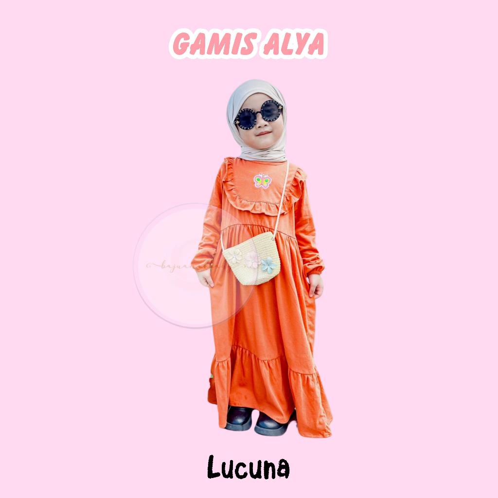 Gamis Anak Alya Lucuna Warna Merah Bata Size 1-5Th