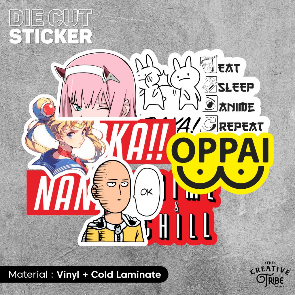

Anime Series - Sticker Vinyl Die Cut - Stiker Laptop Motor Mobil Botol Slap Saitama Zero Two Baka