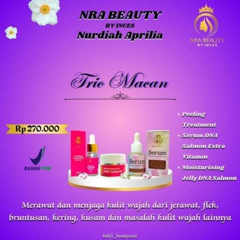 paket trio macan dpt serum,moisturizer, feeling nra beauty by inces