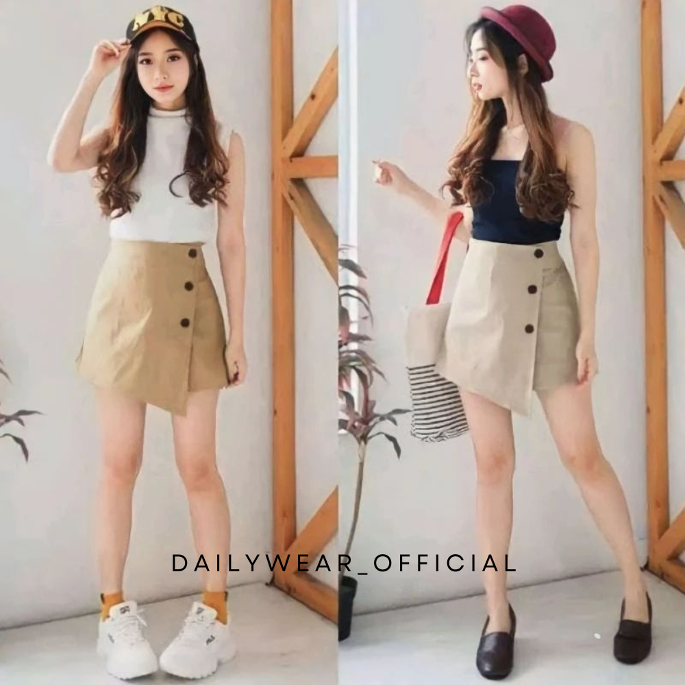 Korean Mini Skirt Highwaist Style Premium - Mini Skirt Rok Celana Pendek Wanita Hotpants Terbaru Min