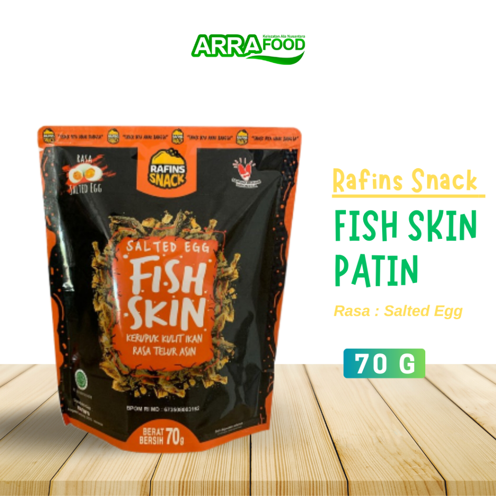 

FISH SKIN Snack Kripik Kulit ikan patin Rafins Snack Salted Egg